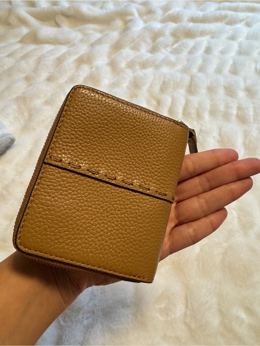 Tan Pebbled Leather Zip Wallet with Logo Accent! BRAND NEW AND FREE GWP 😍😍 - Picture 5 of 16